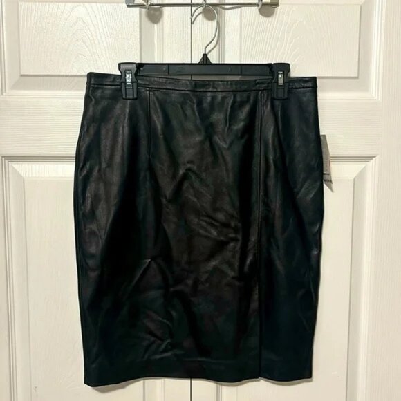 Michael Kors black leather skirt NWT 100% leather size 10 - Picture 1 of 7
